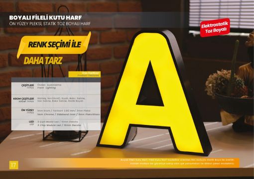  Boyalı Fileli Işıklı Kutu Harf