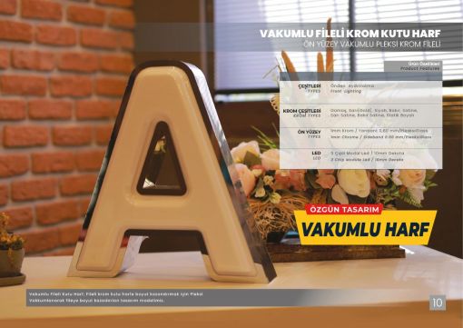  Vakumlu Fileli Işıklı Kutu Harf Tabela